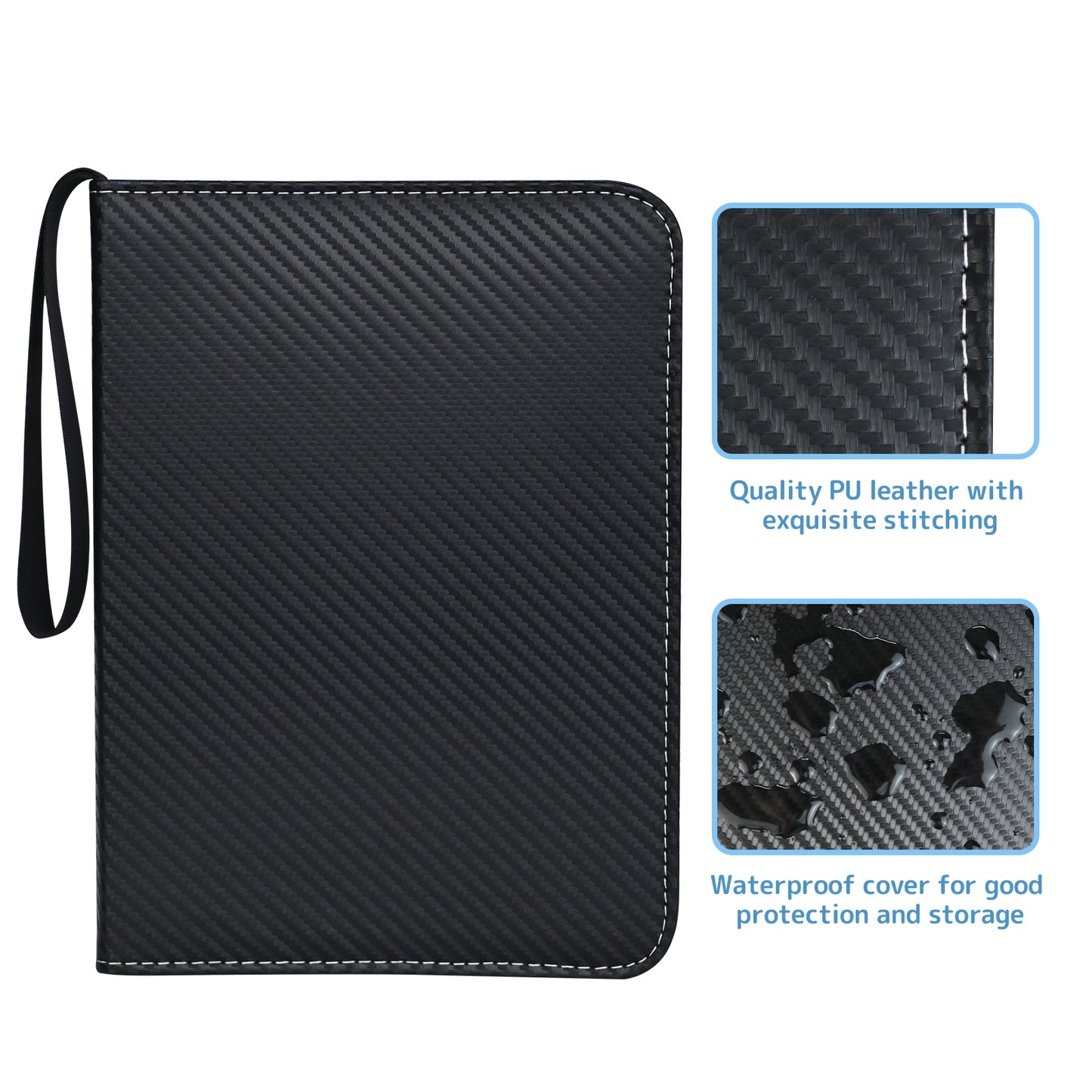 Card Binder 4-Pocket, 400 Pockets Card Holder with 50 Sleeves black
