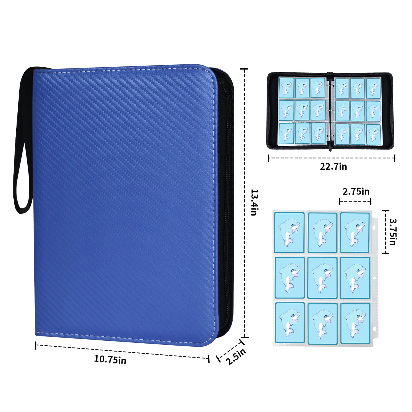 9-Pockets Trading Card Binder with Sleeves,Card Binder Collect Holder Case,900 Pockets Zipper Binder Case Album for Boys Girls