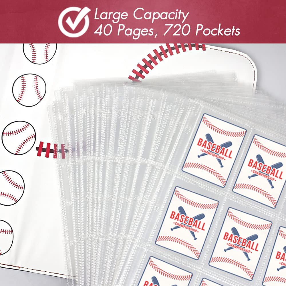 720 Pockets Baseball Card Sleeves Binder for Trading Card, Baseball Card  Sleeves Card Holder Album Protectors Set Fit for Football Card, Baseball