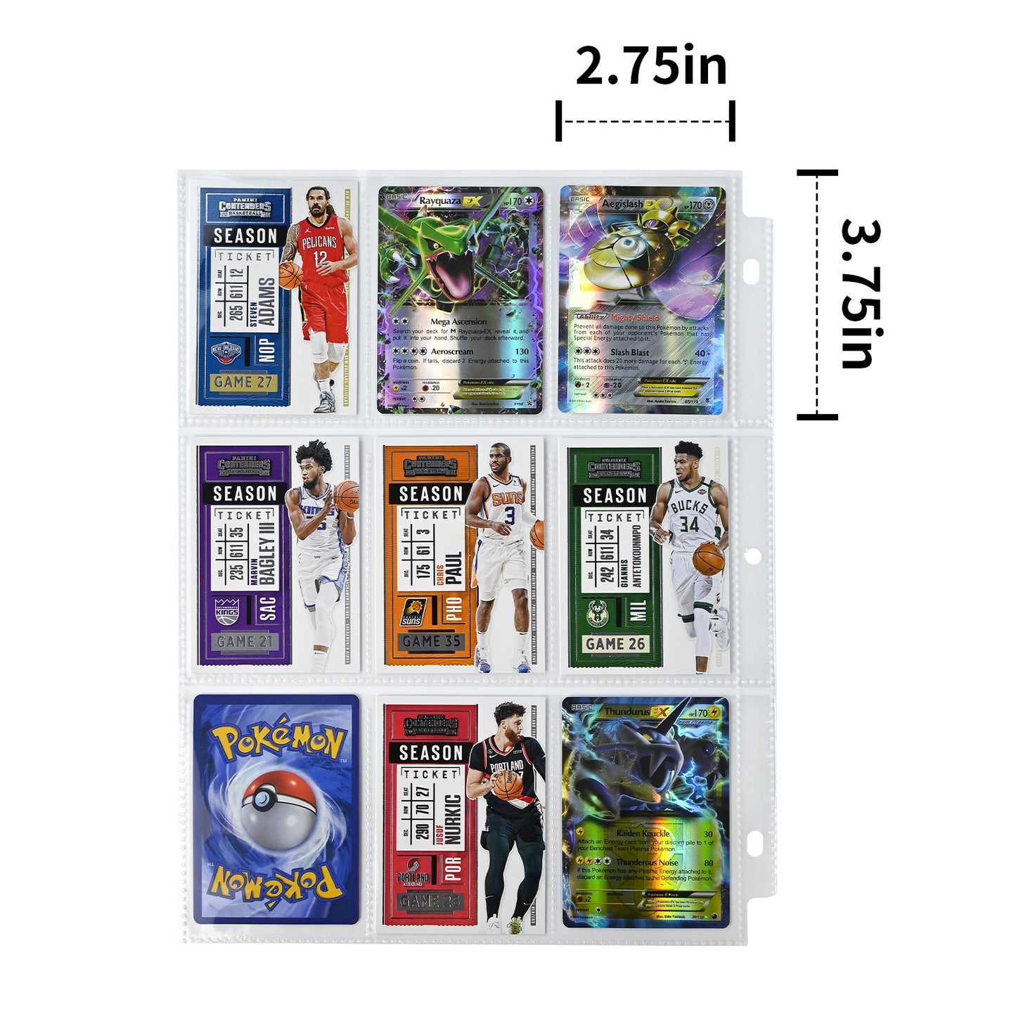 50 Pockets Trading Card Sleeves Binder, Baseball Card Binder Sleeves fit for MTG, Yugioh Cards, Standard Size Sports Card, 3 Ring Binder Card Holder Protector