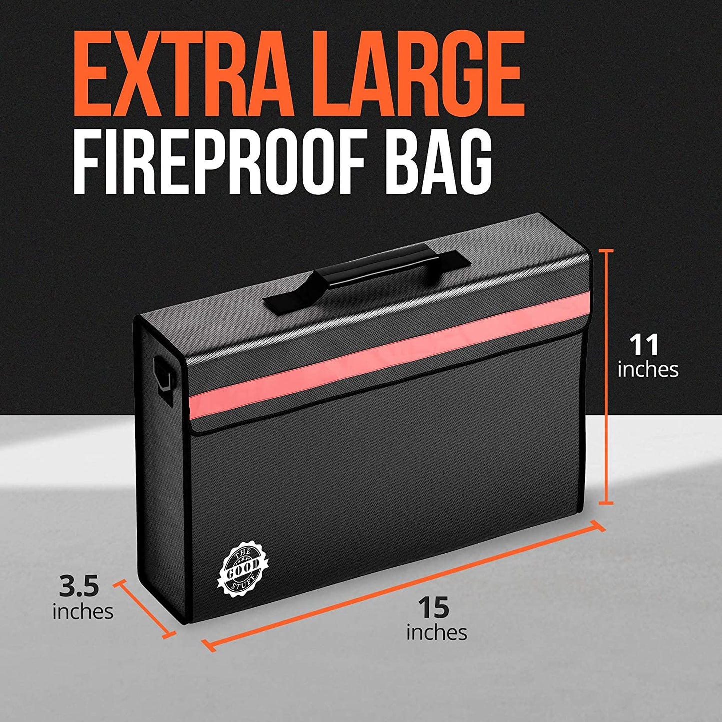 Fireproof Document Bag Legal Size: 11" x 15" Fire Proof Bag with Waterproof Coating to Protect Important Documents from Fire, Bug Out Bags